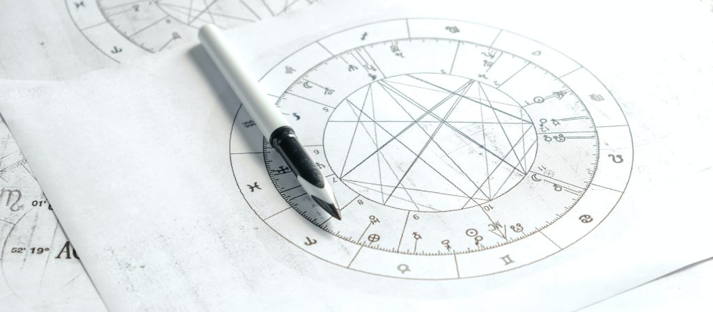 Astrology. Astrologer calculates a natal chart and makes a forecast of fate. Astrological forecast